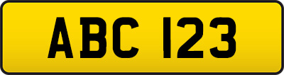 Example of a dateless plate with three letters and three numbers